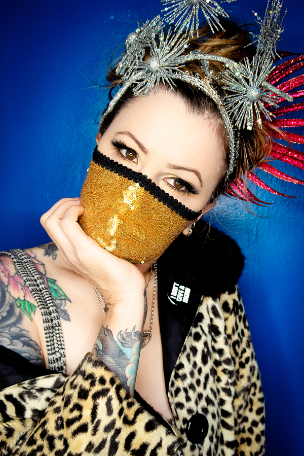 gold sequin fashion face mask by Jessica Louise